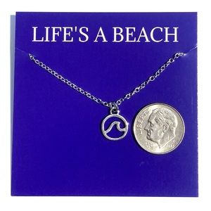 Life’s A Beach Silver Wave Pendant Necklace